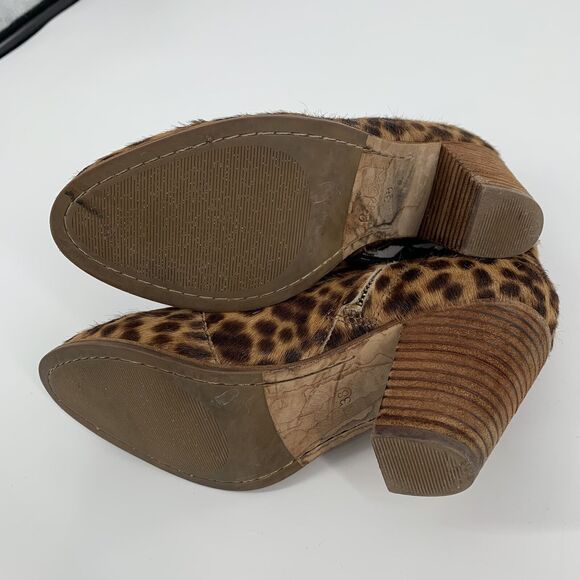 Boden Hoxton Calf Hair Leopard Print Ankle Boots 38 7 Womens Brown Low Booties - Picture 7 of 10